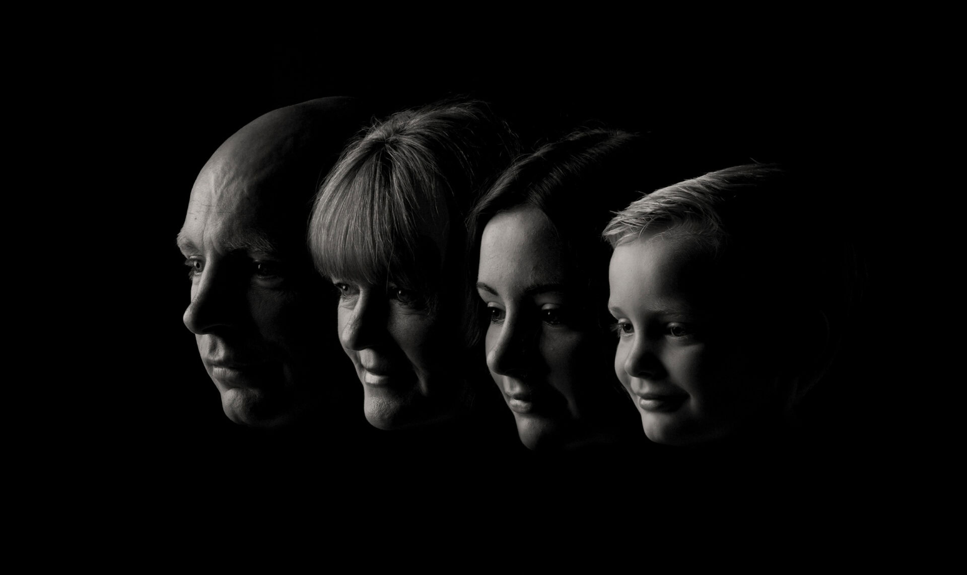 zwart wit portret familie